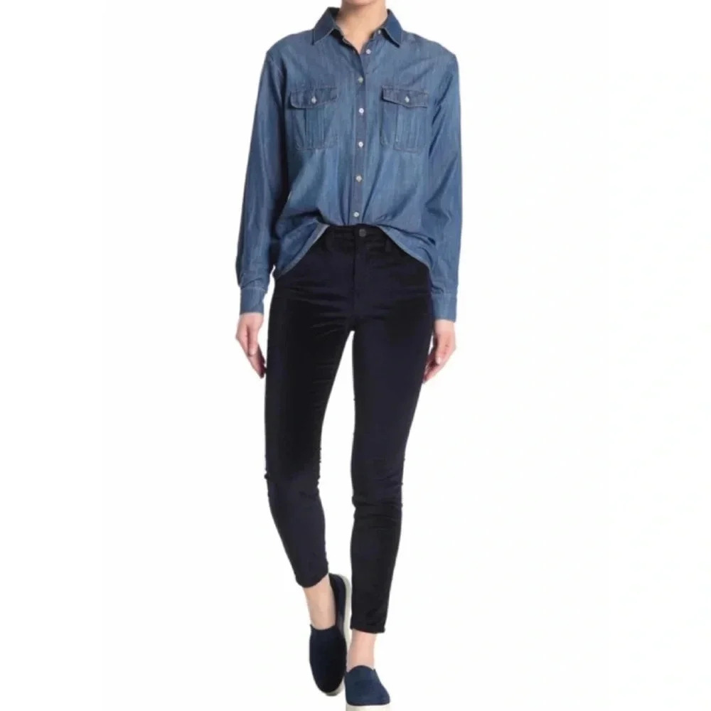 New Blank NYC Velour Skinny Jeans velvet dark Navy crybaby high rise size 31